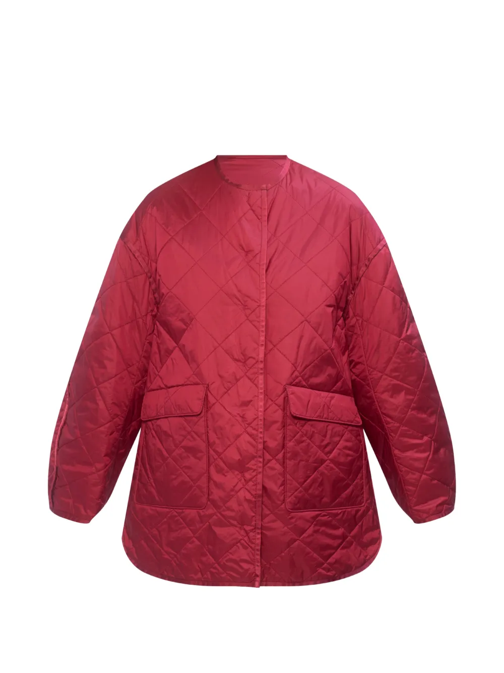 Max Mara quilted collarless coat - Red