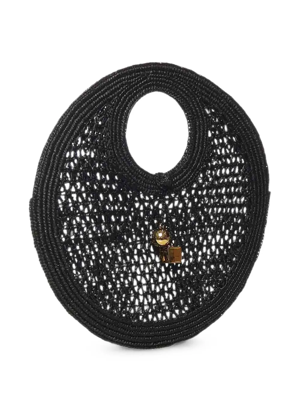 Jacquemus Kleine The Spiaggia raffia shopper Zwart