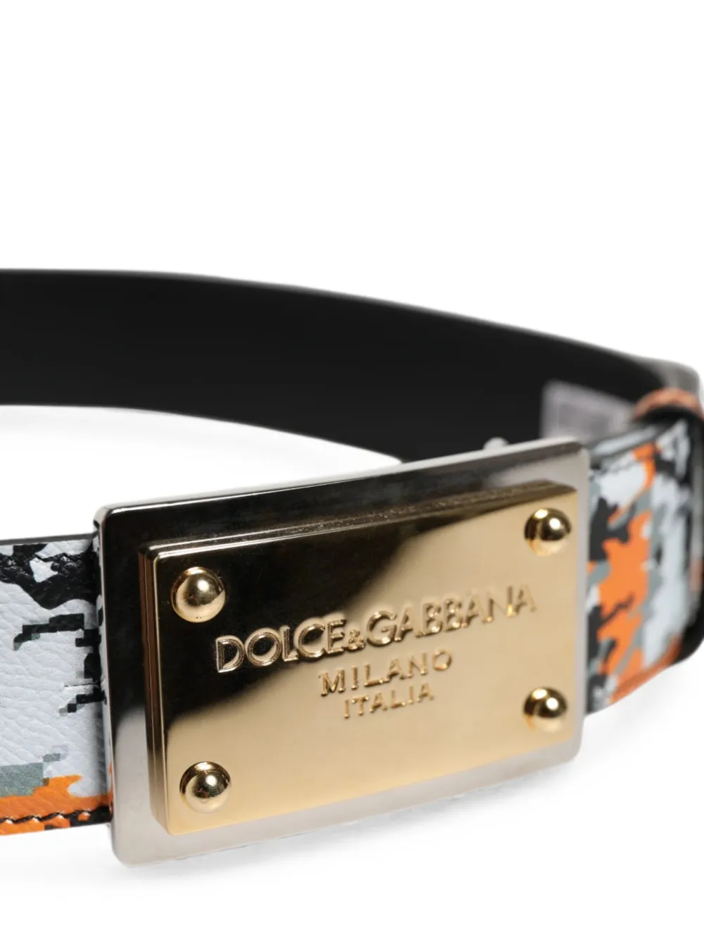 Dolce & Gabbana Riem met camouflageprint en logoplakkaat Oranje