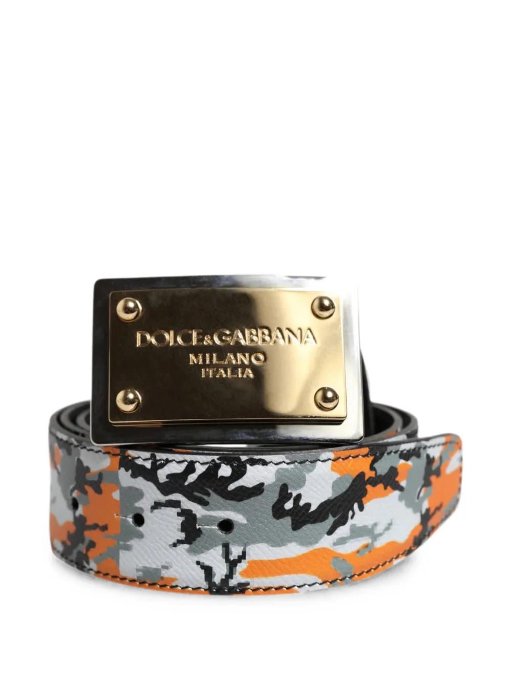 Dolce & Gabbana Riem met camouflageprint en logoplakkaat Oranje