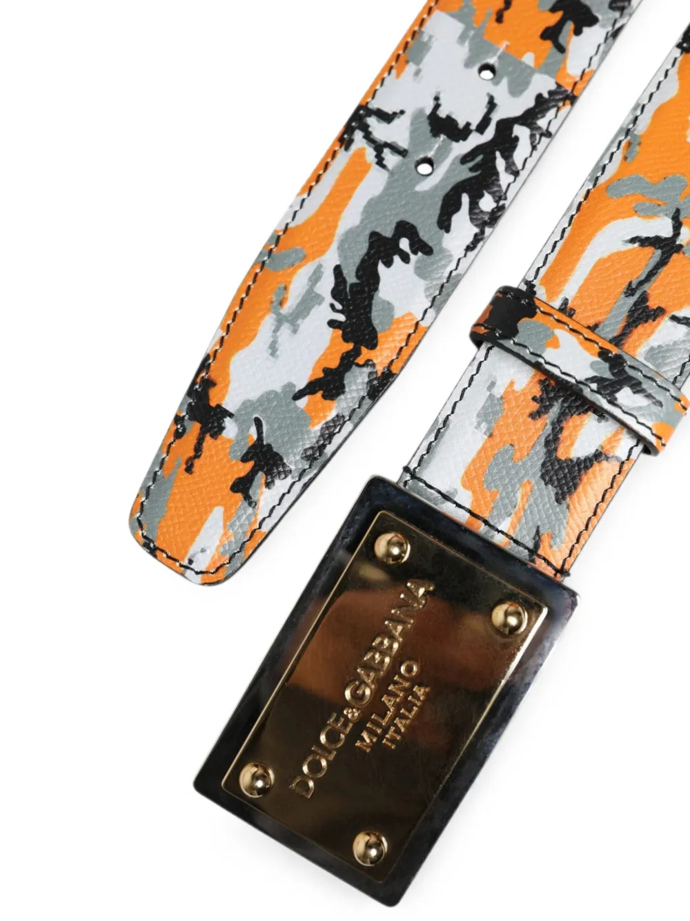 Dolce & Gabbana Riem met camouflageprint en logoplakkaat Oranje