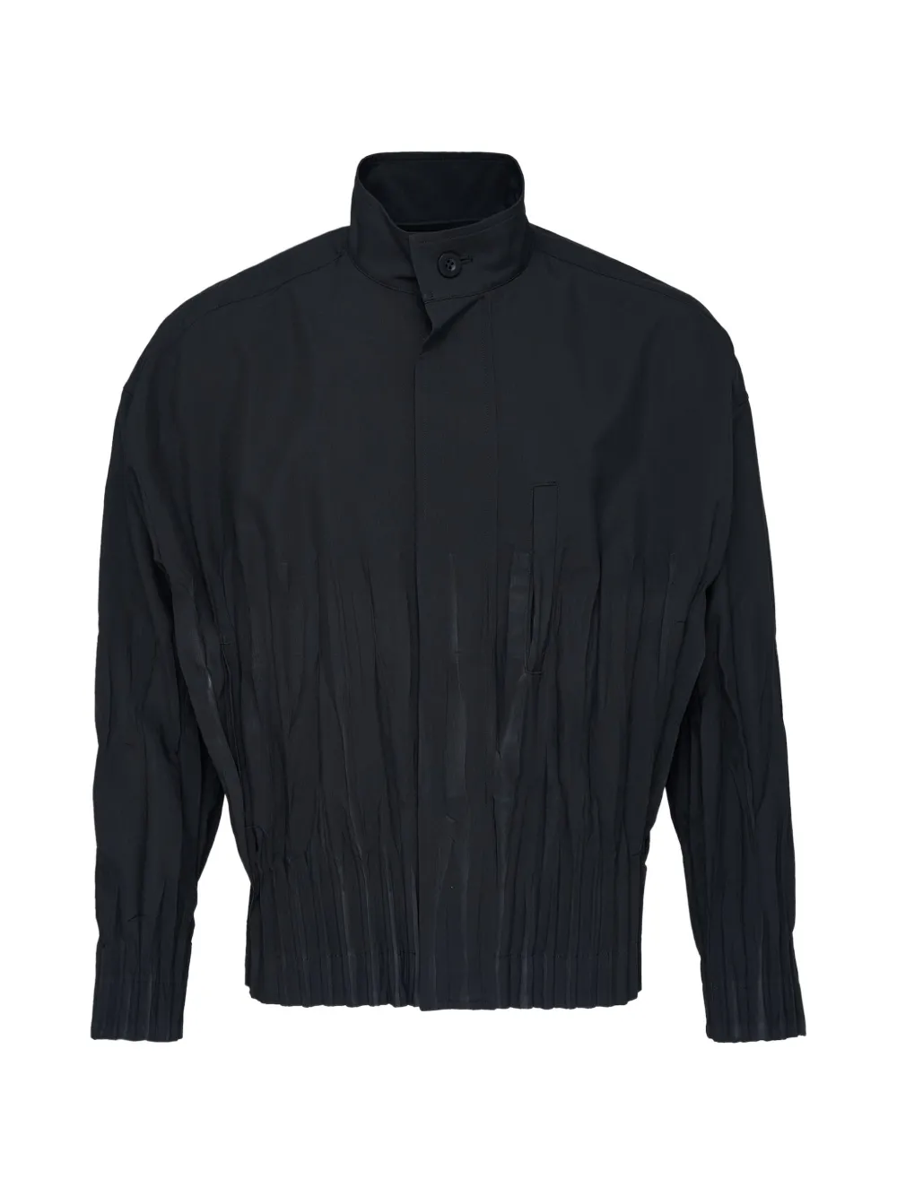 Issey Miyake Men Waft Black pleated high-neck jacket - Nero
