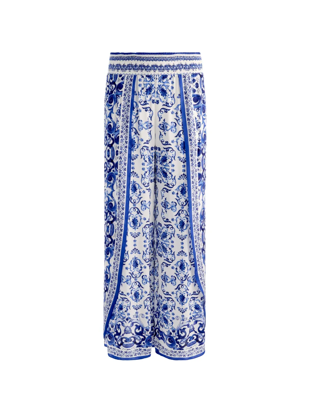 alice + olivia Larissa majolica-print palazzo pants - Blue