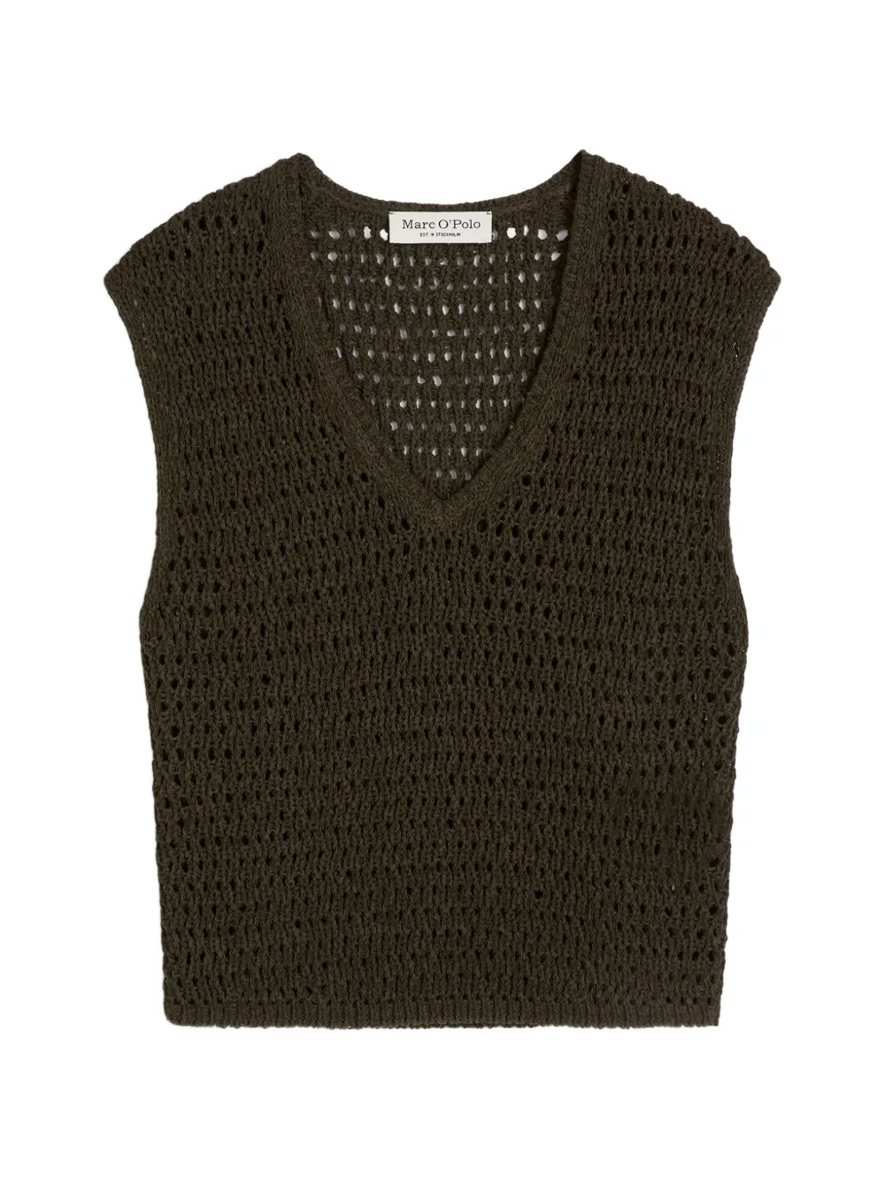 Marc O'Polo open-knit V-neck vest - Verde