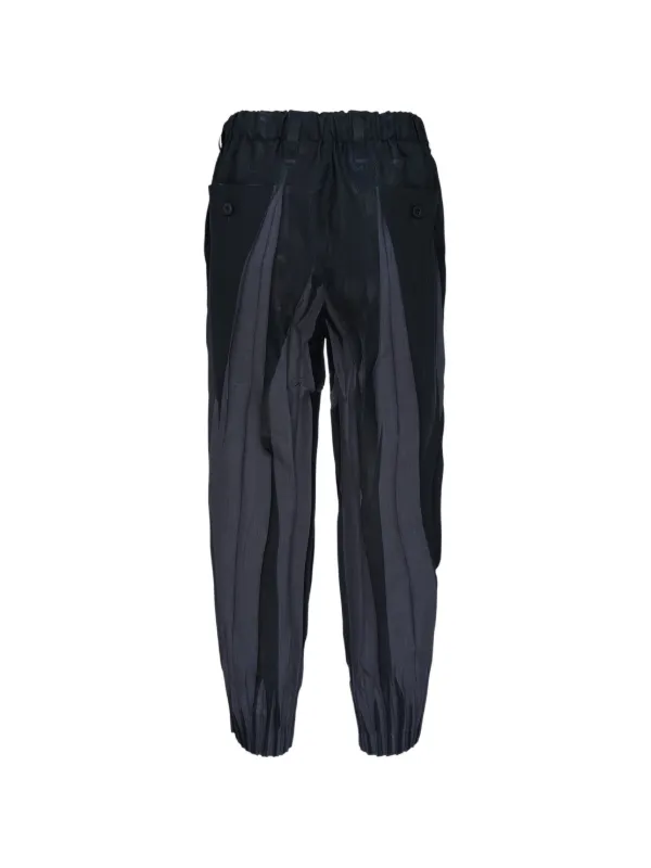Issey Miyake Men Edge Pleated panelled-detail Trousers | Black