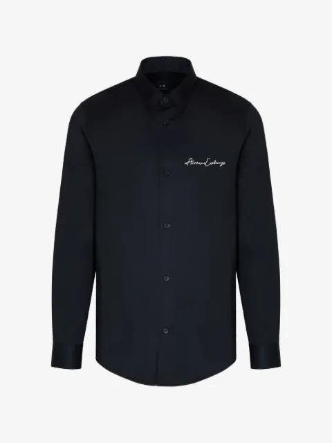 Armani Exchange logo-embroidered long-sleeve shirt