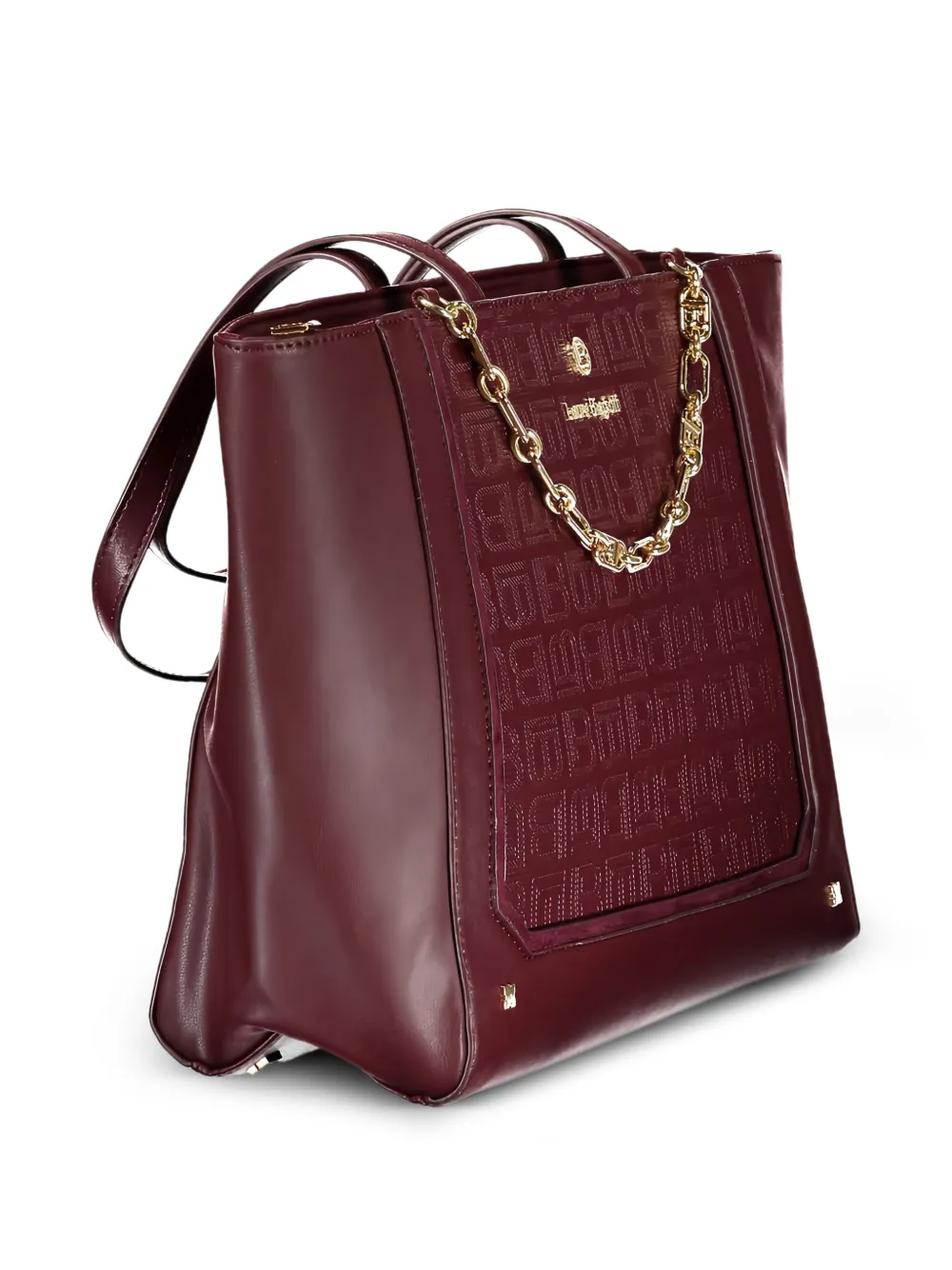 Laura Biagiotti Shopper met monogram-print en schakelketting Rood