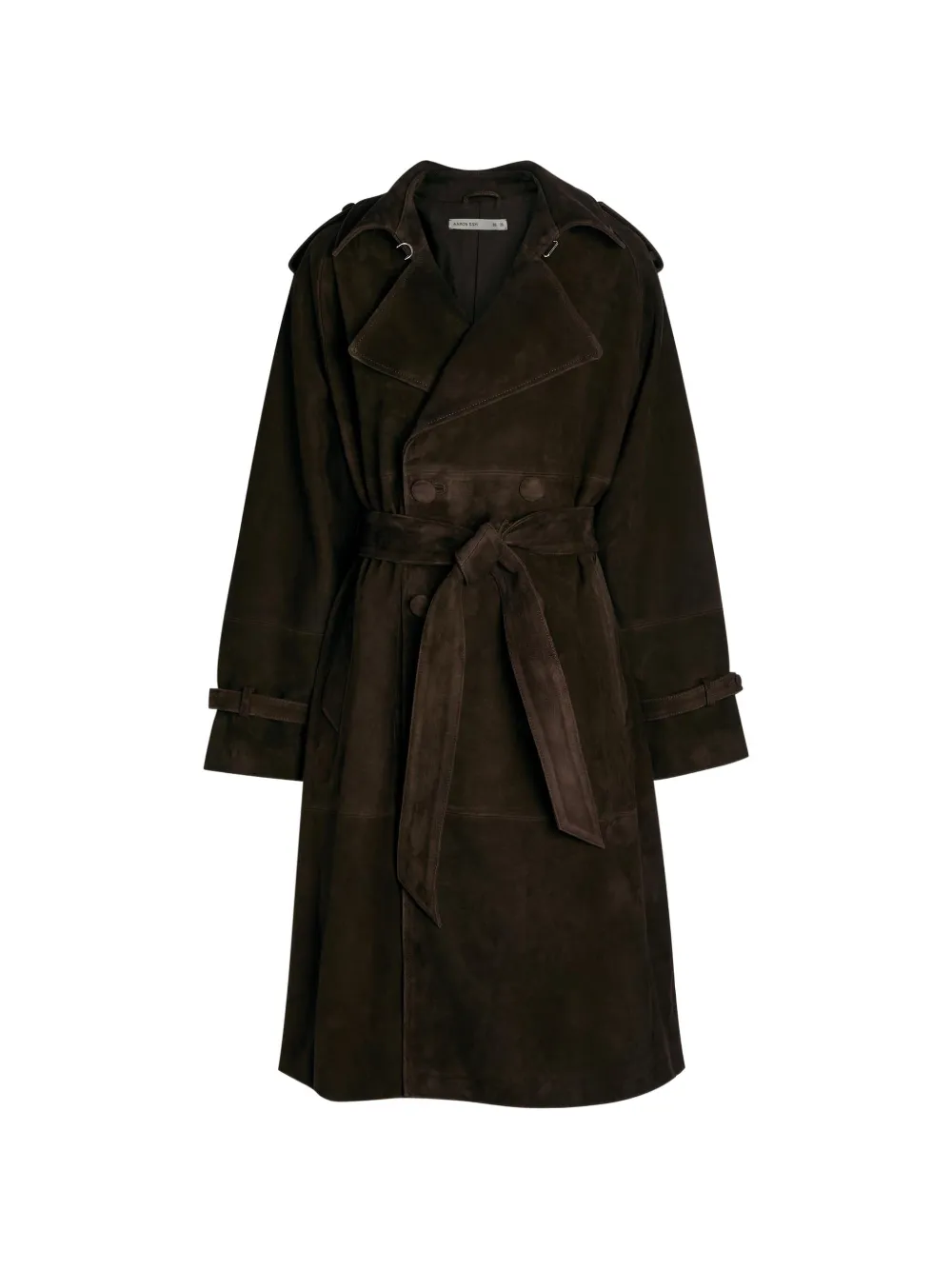 AARON ESH belted double-breasted coat - Marrone