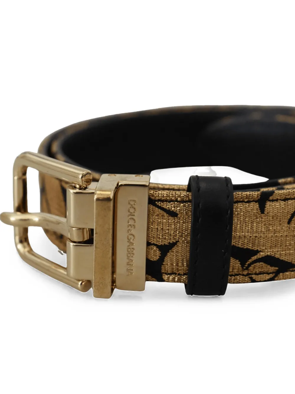 Dolce & Gabbana WMB219 riem met leren afwerking en jacquard Goud