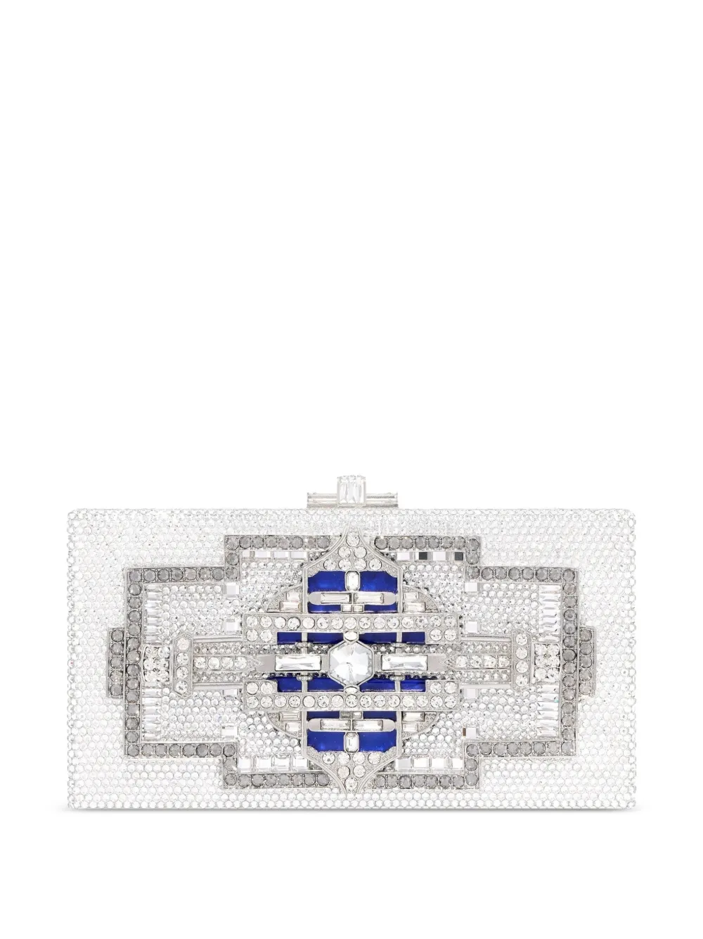 Judith Leiber Lillian crystal-embellished geometric clutch bag - Argento