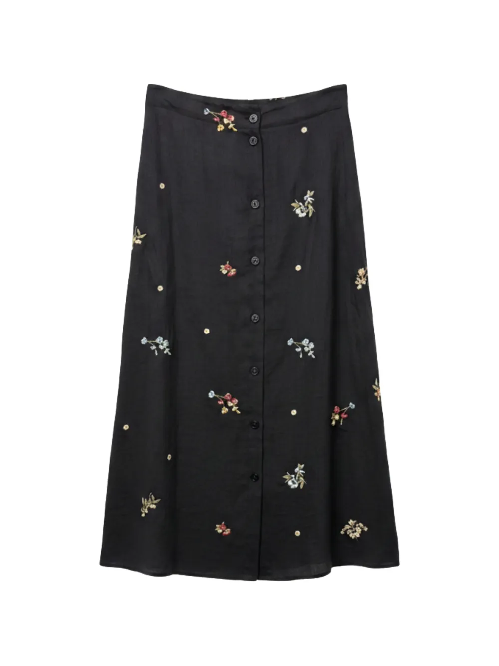 Semicouture floral-embroidered midi skirt - Nero