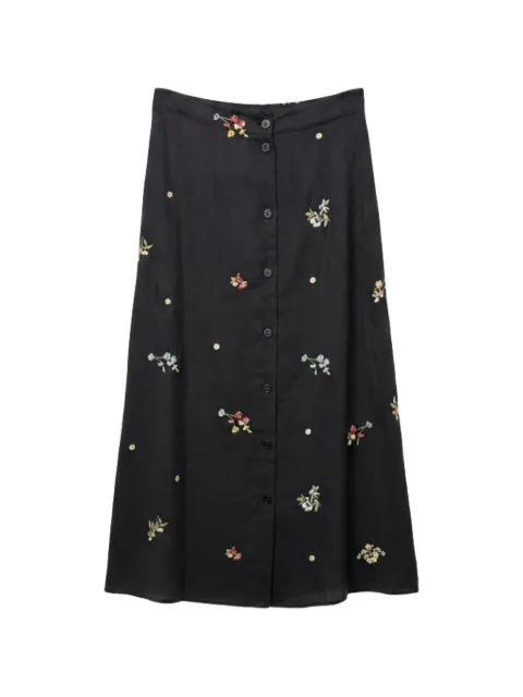 Semicouture midi nederdel med blomster-broderi