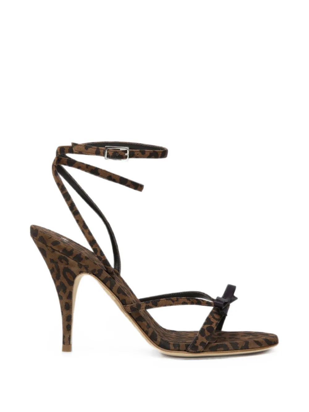 3juin leopard-print bow-detail sandals Bruin