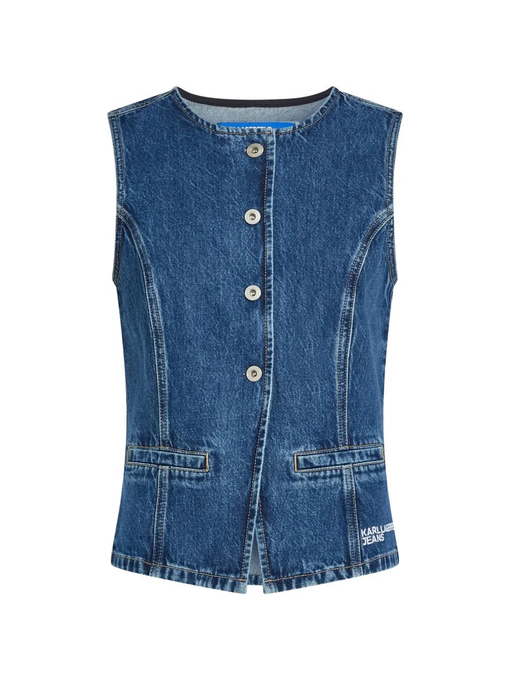 Karl Lagerfeld Jeans logo-embroidered denim top - Blau