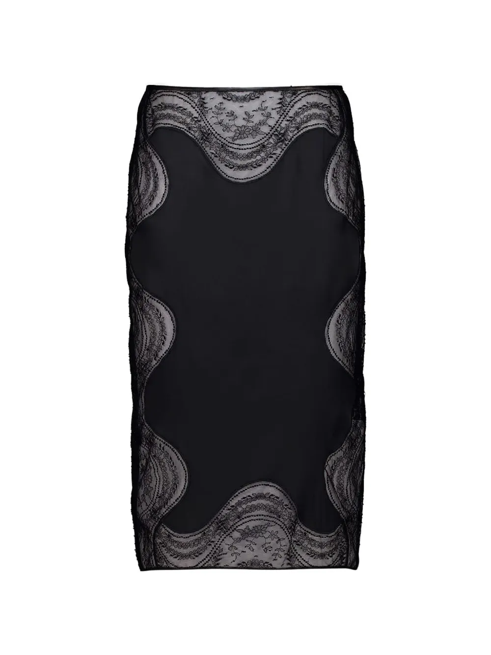TOM FORD lace-panelled midi skirt - Nero
