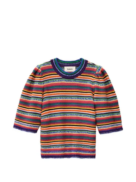 Ba&Sh Farfaela striped puff-sleeve jumper