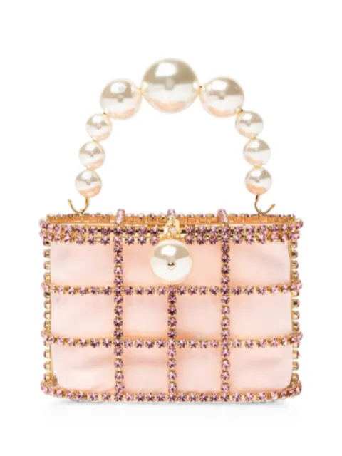 Rosantica Holli Pink crystal-embellished cage tote bag