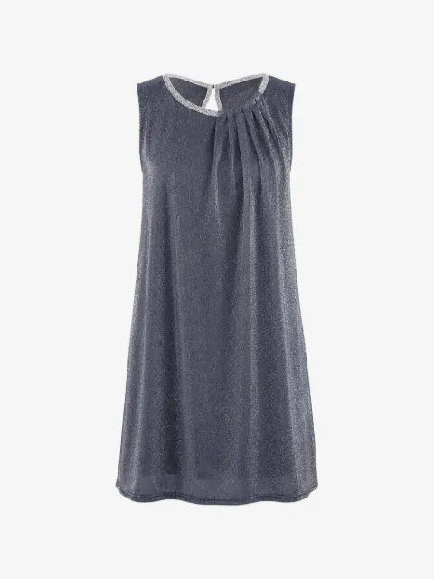 FRANK LYMAN  pleated metallic-effect dress