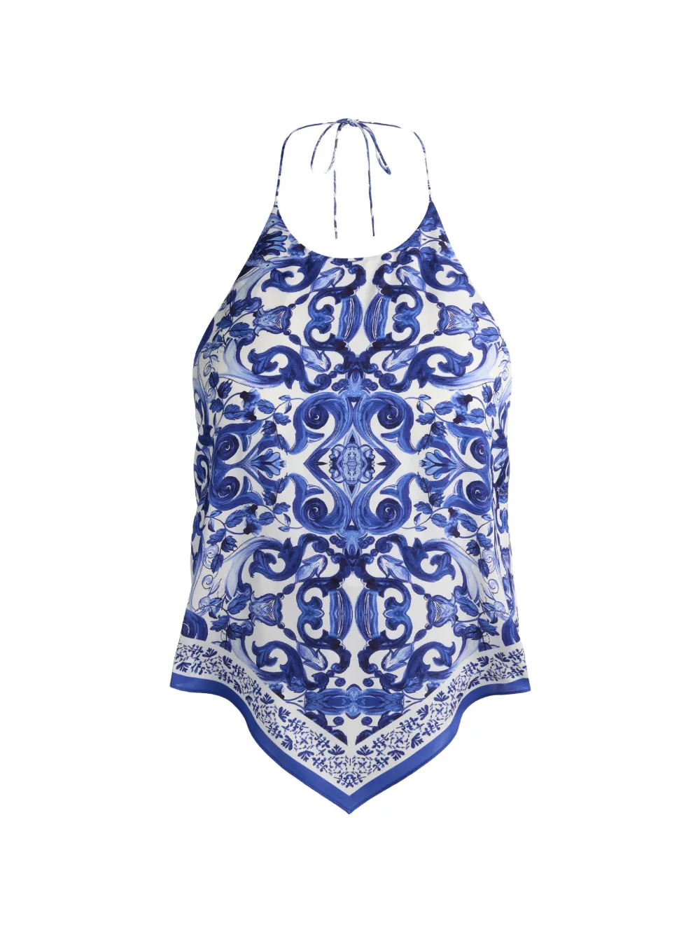 alice + olivia Frenchie baroque-print handkerchief-hem top - Bianco