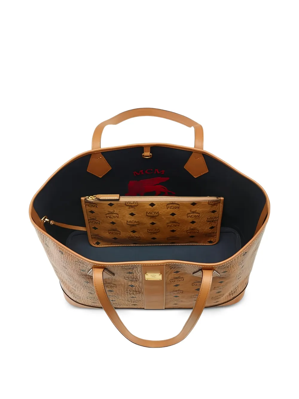 MCM Visetos Liz shopper met monogram Beige