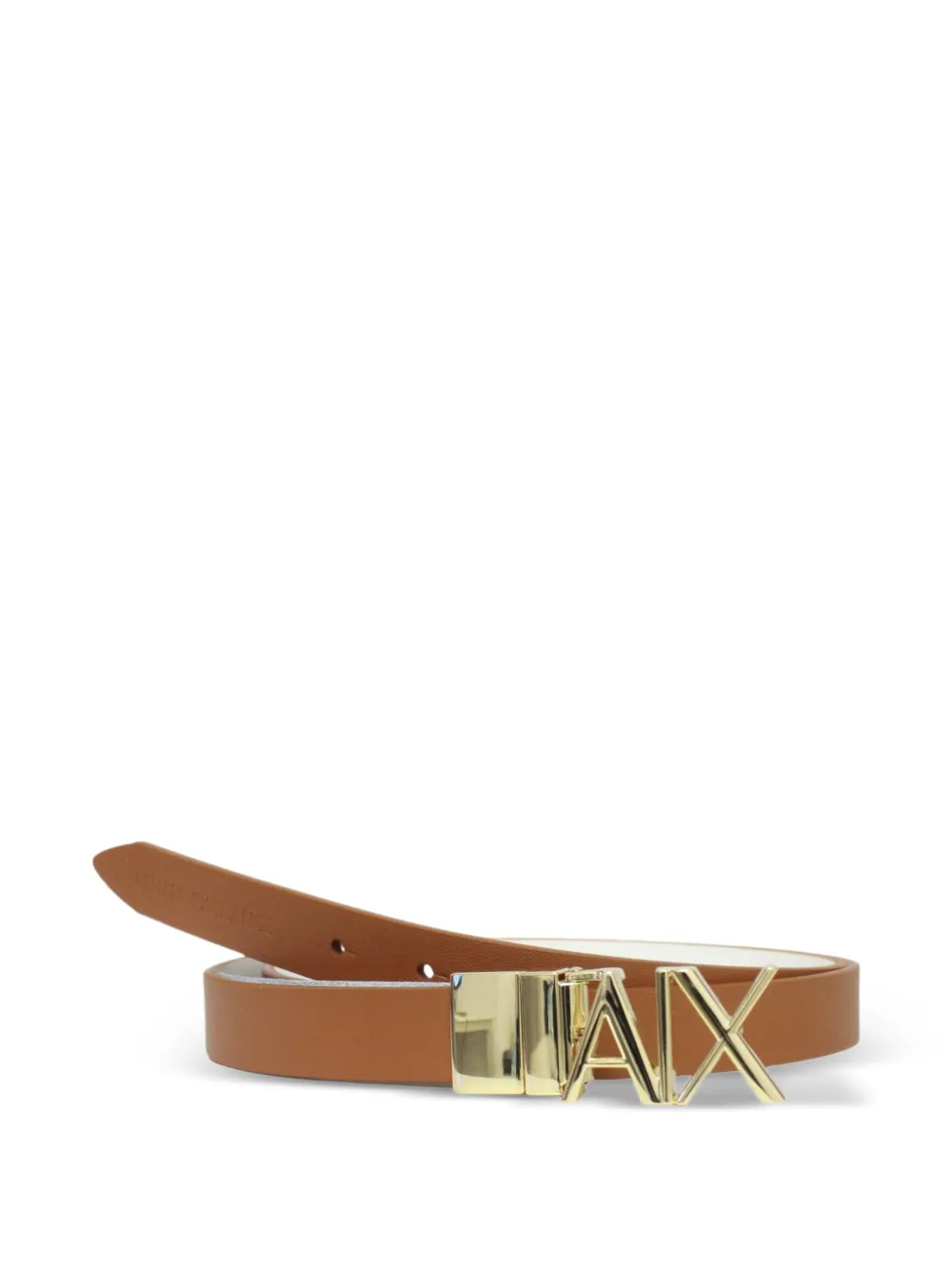 Armani Exchange logo-plaque leather belt - Marrone