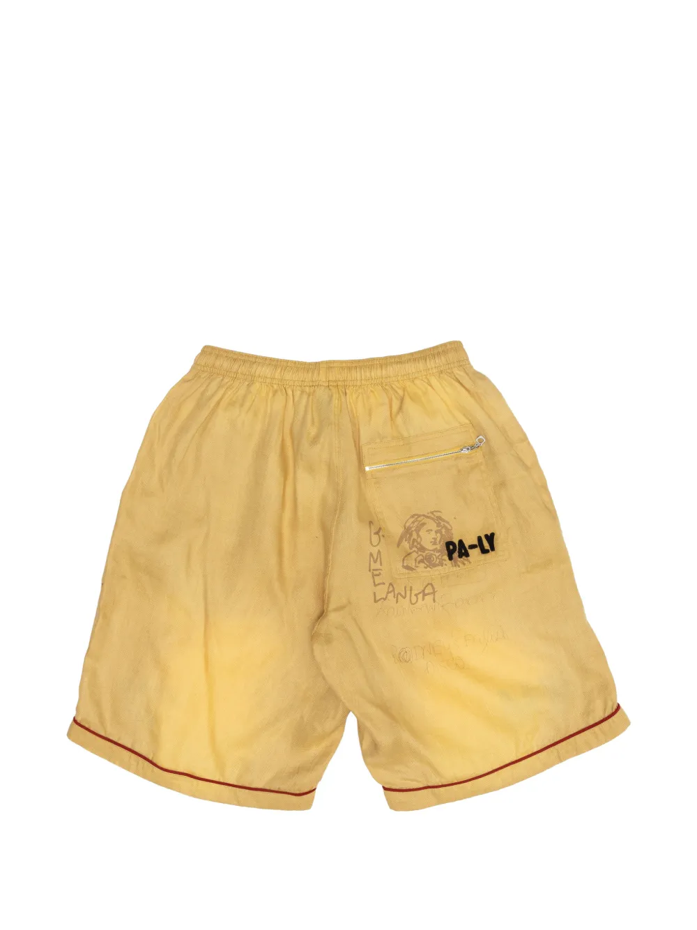 Paly Montauk trainingsshorts met trekkoord en grafische print Geel