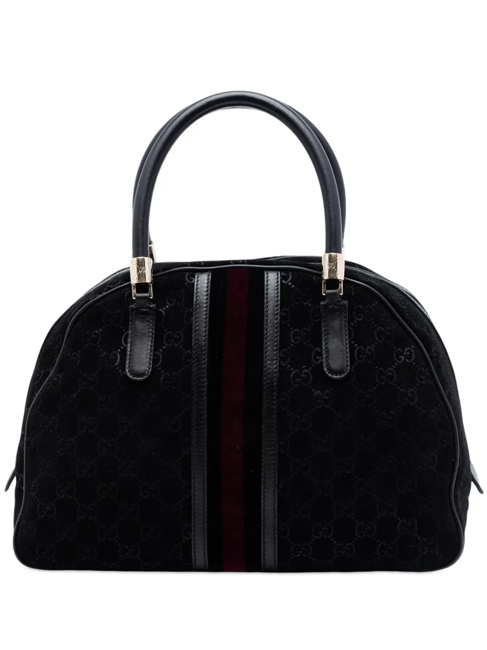 Gucci Pre-Owned Borsa a mano GG Web Dome in pelle scamosciata 2000-2017 - Nero