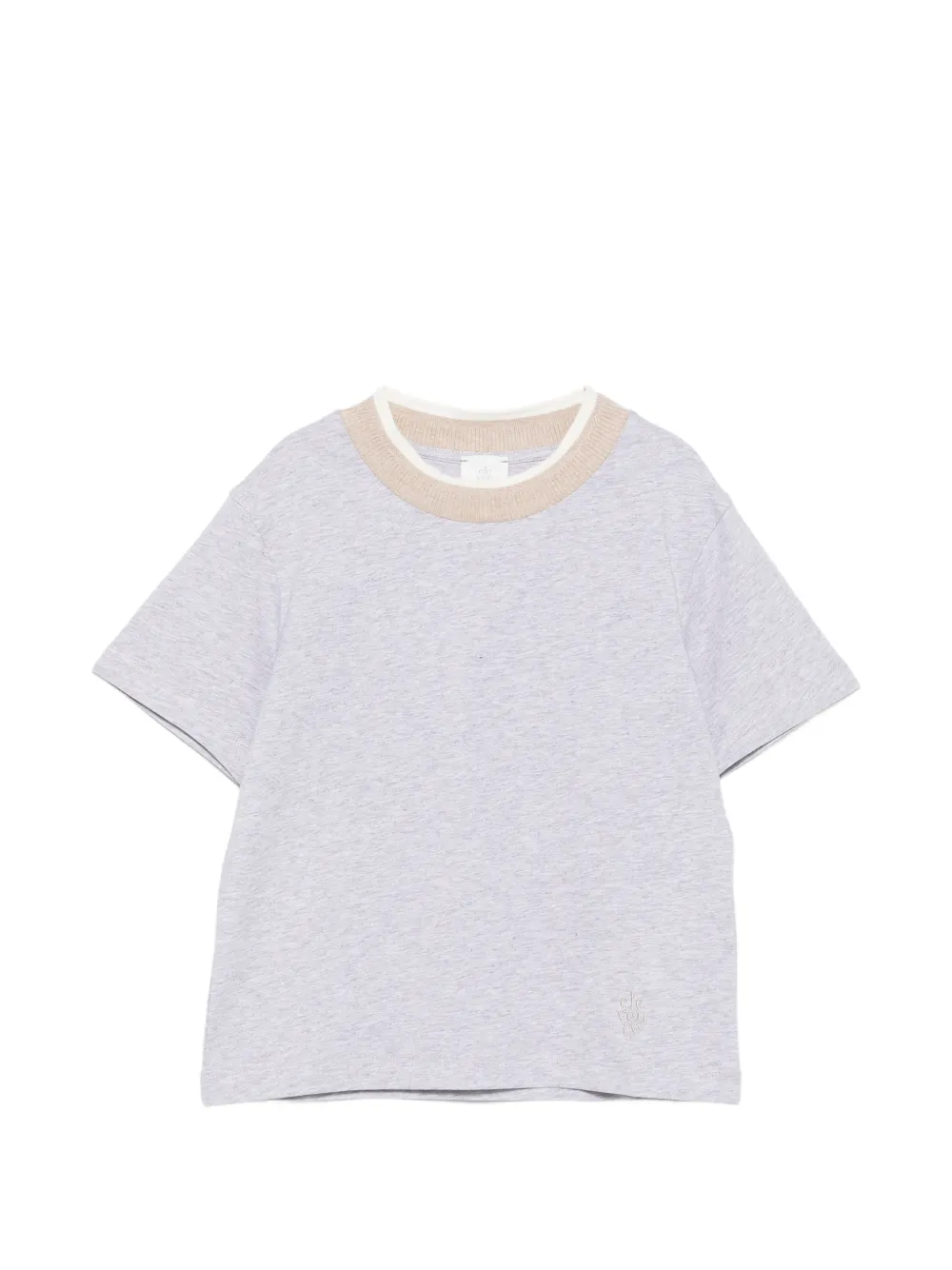 Eleventy Kids' Logo-embroidered Contrast-trim T-shirt In Gray
