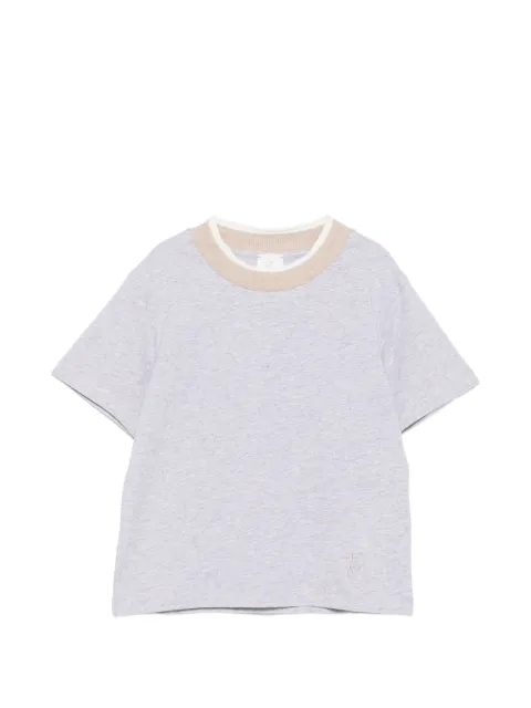 Eleventy Kids logo-embroidered contrast-trim T-shirt