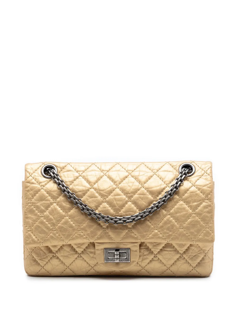 CHANEL Pre-Owned Borsa a spalla Reissue 2.55 Double Flap 225 in pelle di vitello trapuntata 2008-2009 - Oro