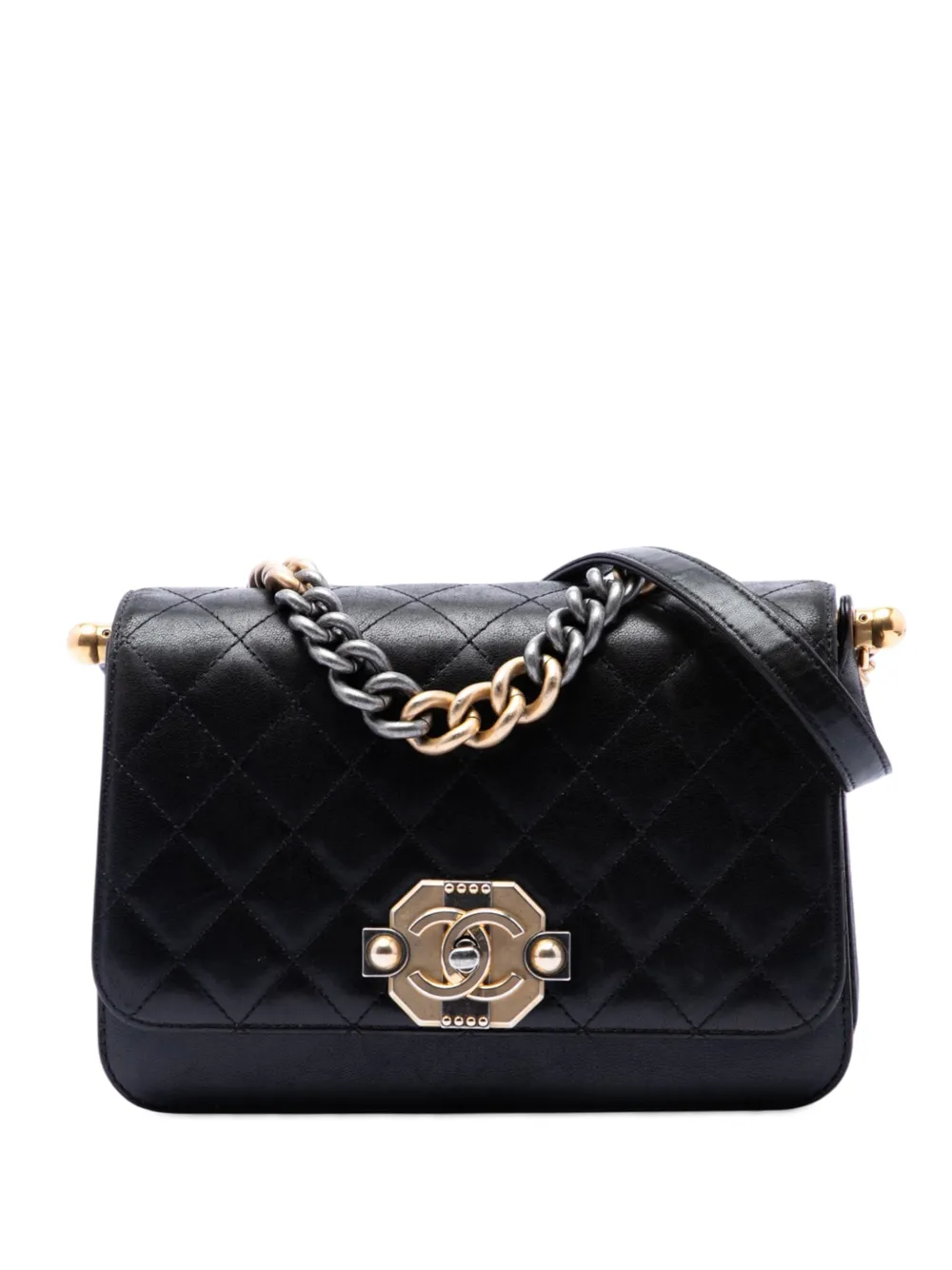 CHANEL Pre-Owned Borsa a tracolla Paris Cosmopolite media trapuntata 2017-2018 - Nero
