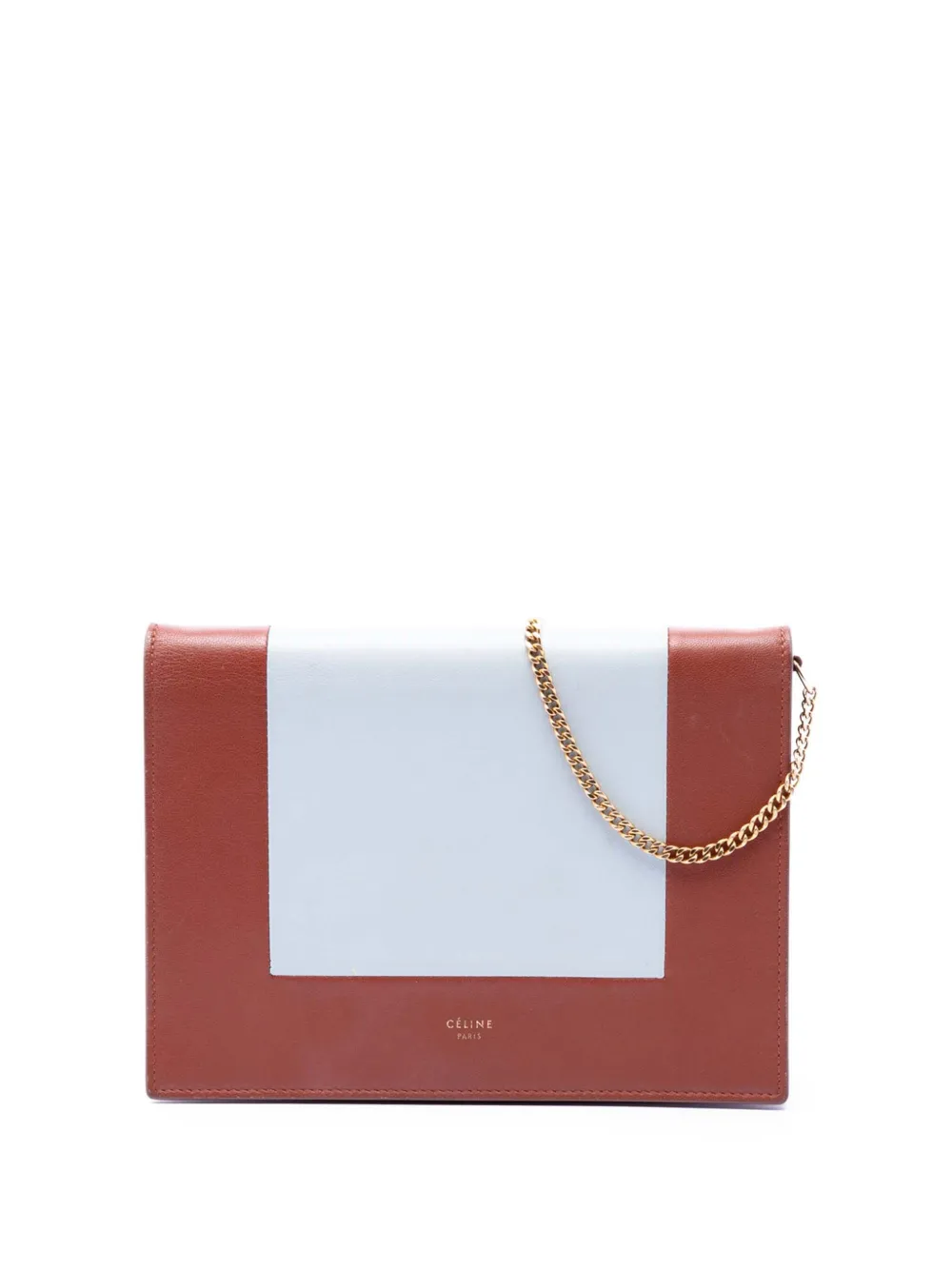 Celine Pre-Owned Borsa a tracolla Frame in pelle con catena 2018 - Marrone