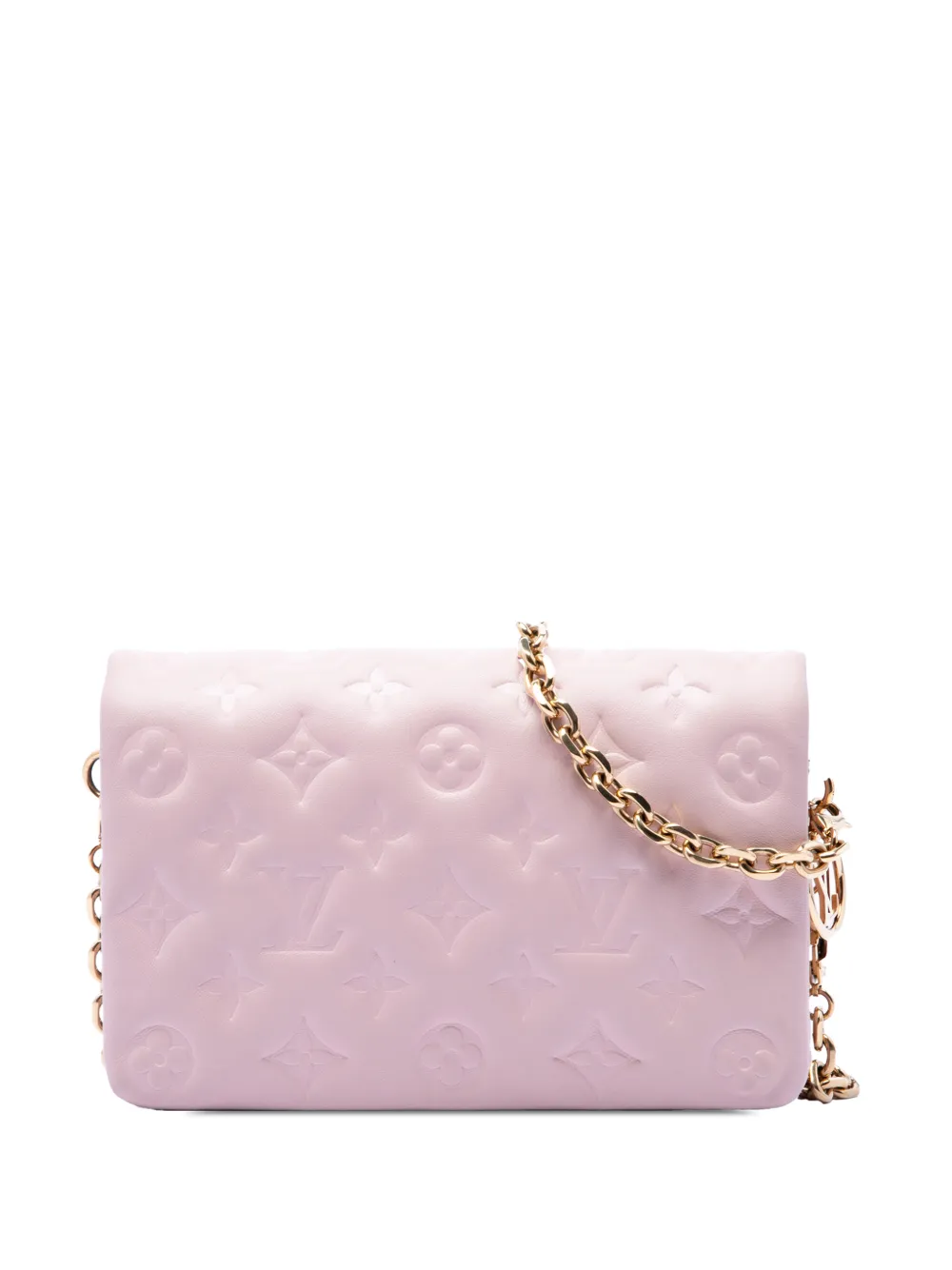 Louis Vuitton Pre-Owned Borsa a tracolla Pochette Coussin in pelle di agnello con design goffrato e monogramma 2021-2026 - Rosa