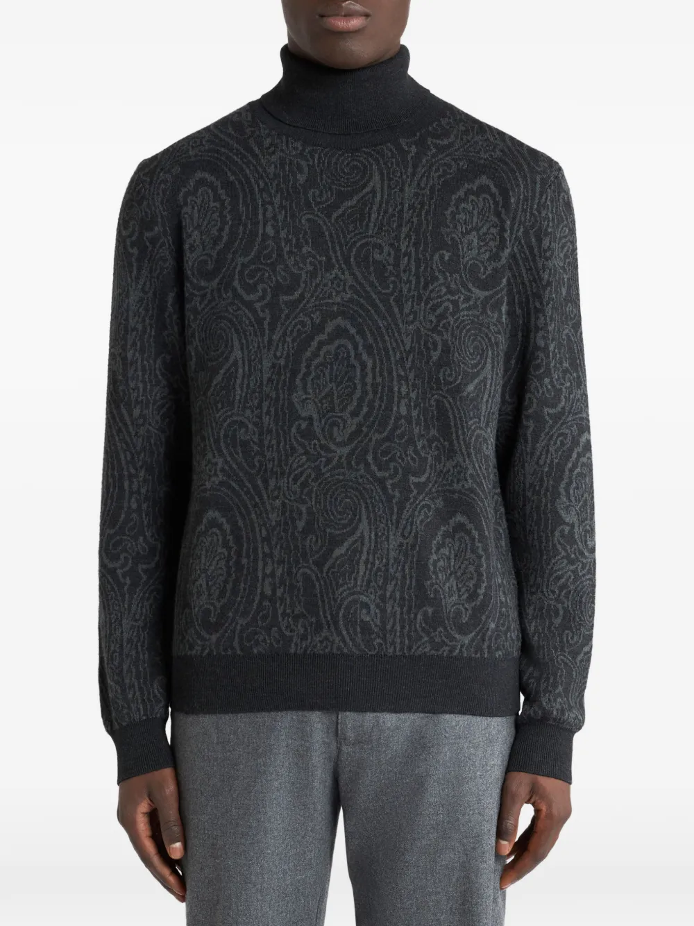 ETRO Jacquard coltrui van wolblend met arnica-motief Zwart
