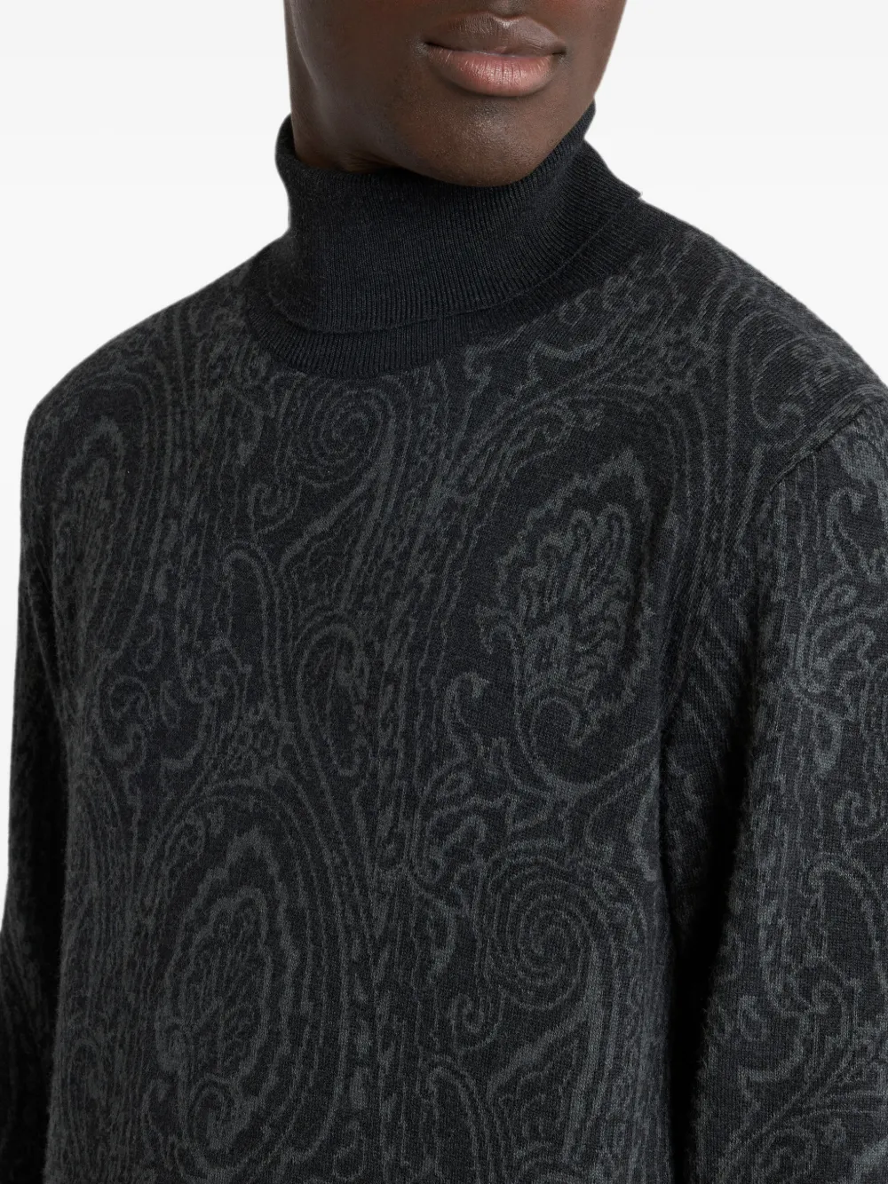 ETRO Jacquard coltrui van wolblend met arnica-motief Zwart