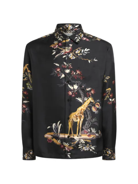 ETRO フラワー＆アニマルプリント シルクシャツ