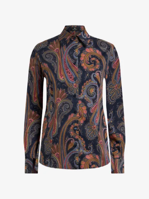 ETRO stretch-cotton poplin shirt with Paisley motif