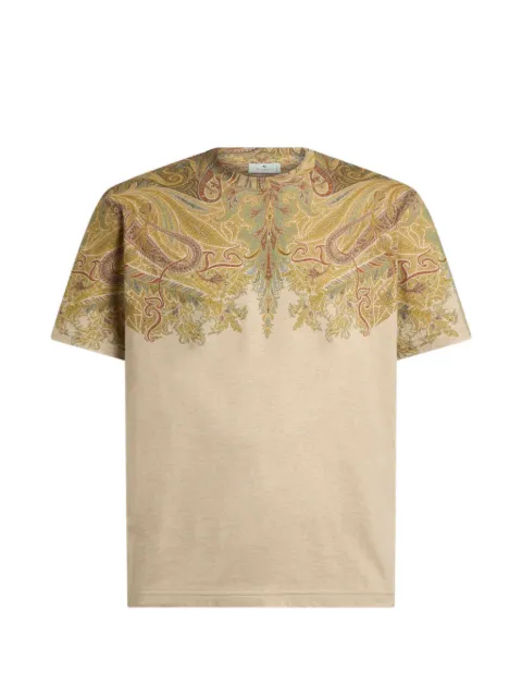 ETRO cotton-jersey T-shirt with placed Paisley pochette print