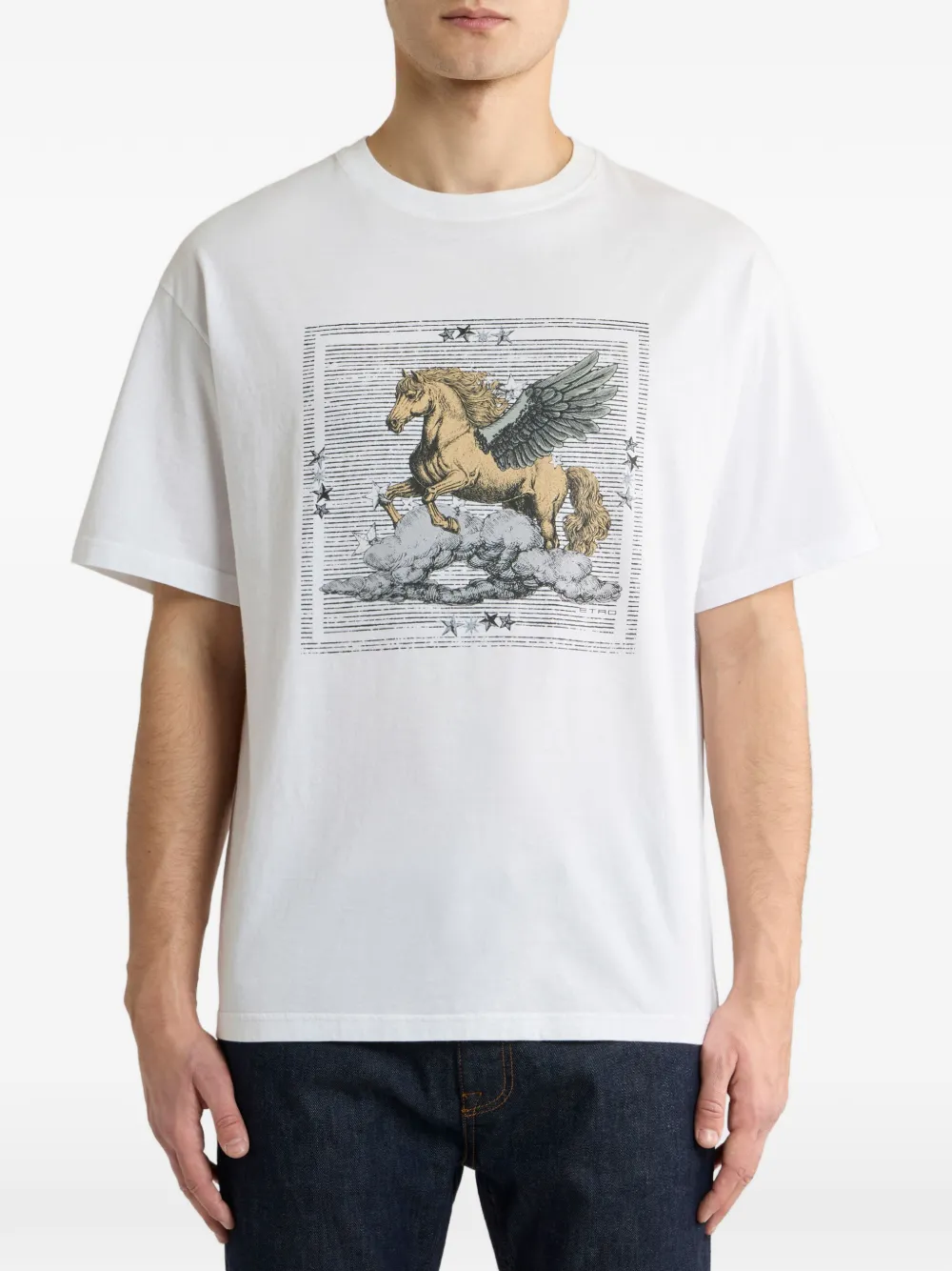ETRO Katoenen jersey T-shirt met geplaatste Pegaso-print Wit