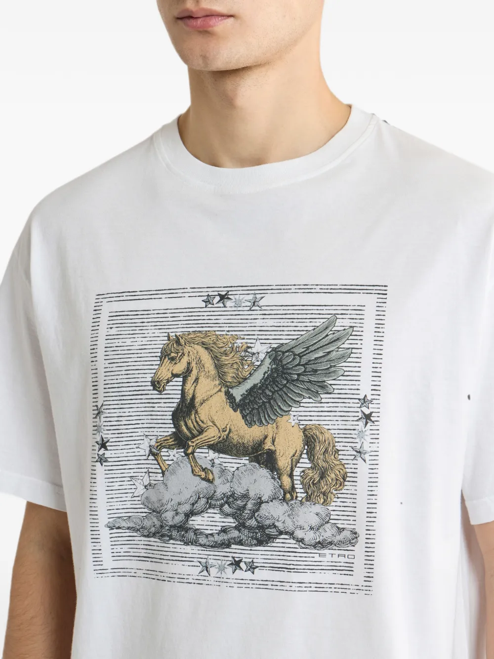 ETRO Katoenen jersey T-shirt met geplaatste Pegaso-print Wit