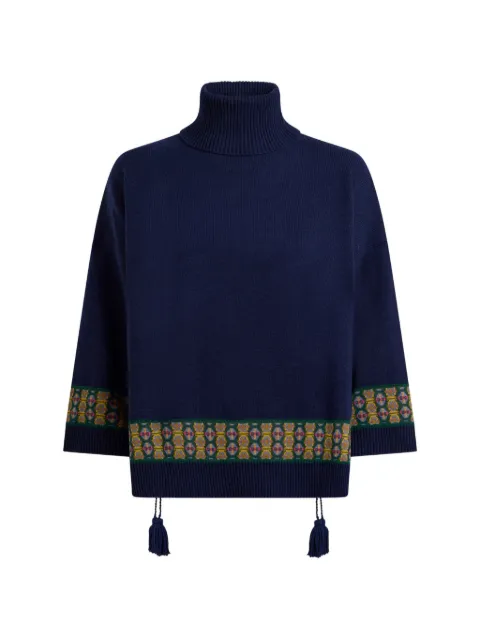 ETRO kimono-sweater i uldblanding med kvast og geometrisk motiv