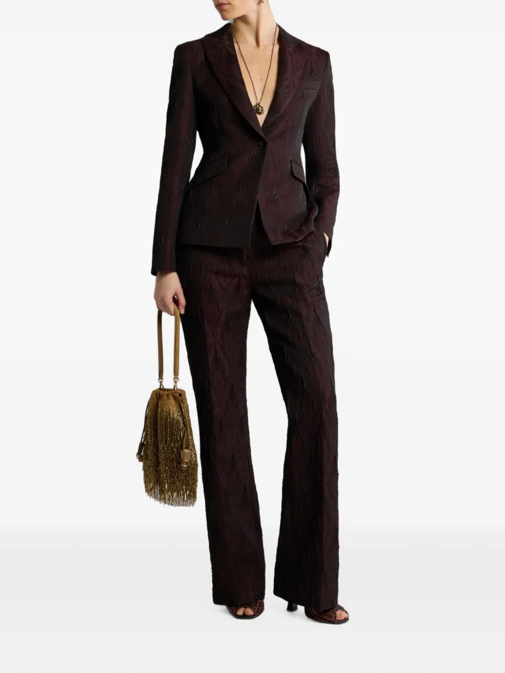 ETRO Blazer met enkele rij knopen en medaillon bloemen-jacquard Rood