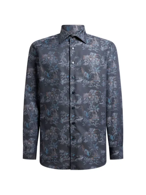 ETRO cotton jacquard shirt with flower animal-motif