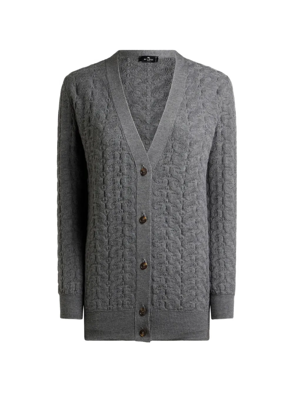 Etro Wool Cardigan With Paisley Detailing In Gray