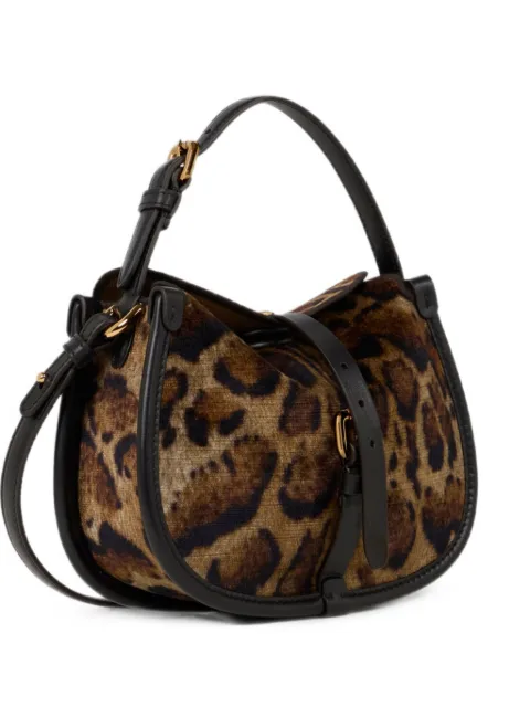 ETRO bolsa Pony pequeña de terciopelo con motivo de leopardo