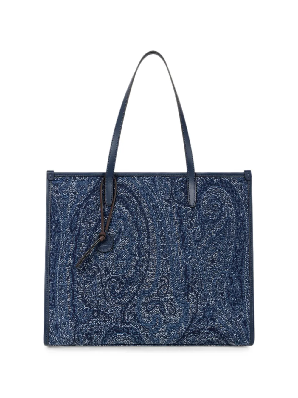 ETRO Grote Love Trotter tas van jacquard denim met Paisley-motief Blauw