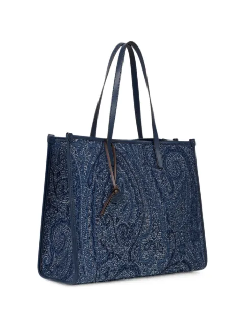 ETRO large Love Trotter bag in jacquard denim with Paisley motif