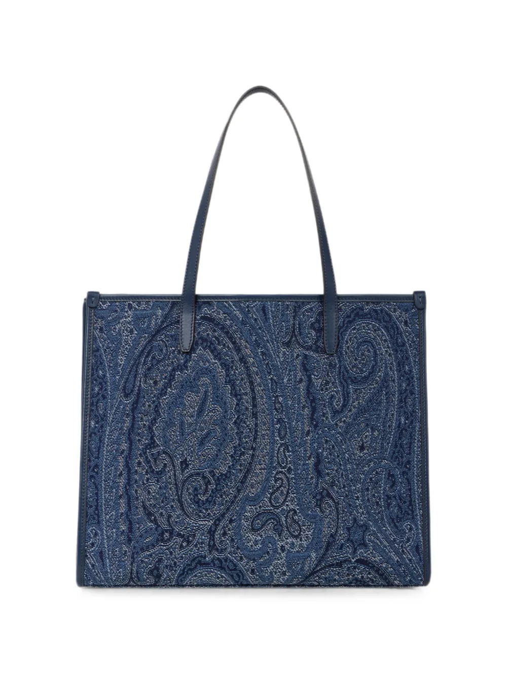 ETRO Grote Love Trotter tas van jacquard denim met Paisley-motief Blauw