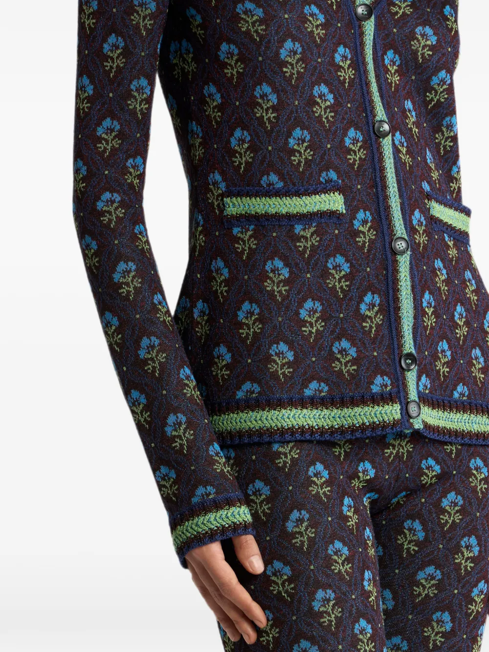 ETRO Jacquard vest met diamanten bloem-motief Bruin