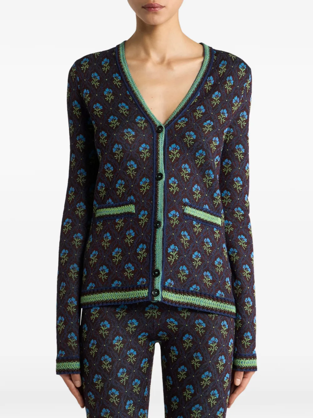 ETRO Jacquard vest met diamanten bloem-motief Bruin
